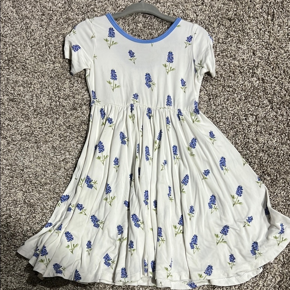 Floral Kids Dress - Blue and White